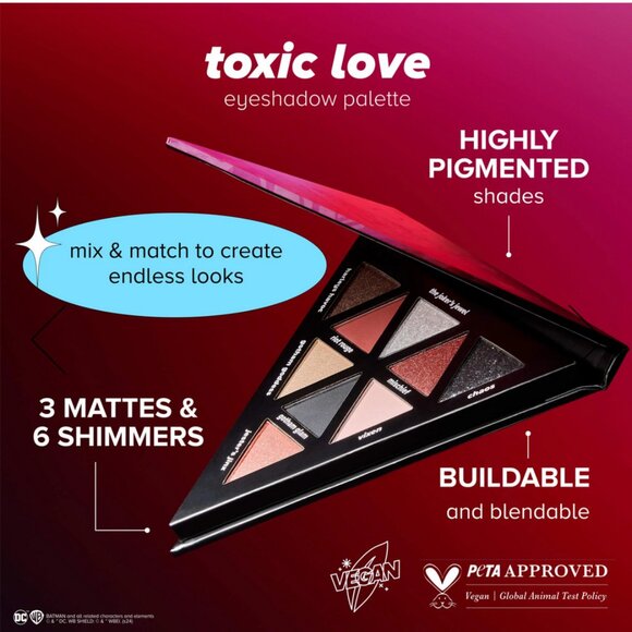 NEW Lottie London Harley Quinn TOXIC LOVE Eyeshadow Diamond Palette- 9 SHADES! - Picture 4 of 16